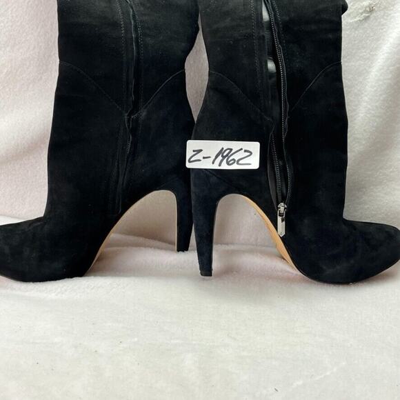 Sam Edelman Boots Womens 9 Kayla Over The Knee Black Suede Hi Heel Zip Lace Up - Picture 15 of 16
